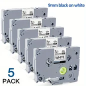 Inne - 5 sztuk laminowanej taśmy kompatybilnej z Brother P-Touch Label Maker TZe-221, 9mm czarny na białym, łatwe odklejanie, nie wymaga baterii - miniaturka - grafika 1