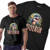 Koszulki męskie - Koszulka dla TATY TATOZAUR na dzień TATY OJCA nadruk prezent i - miniaturka - grafika 1
