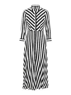 Sukienki - YAS Damska sukienka Yassavanna Long Shirt Dress S. Noos, Czarne/paski: w białe paski, XXL - grafika 1