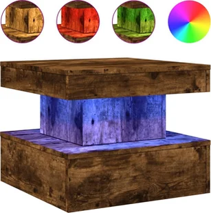 vidaXL Stolik kawowy z oświetleniem LED dąb wędzony 50x50x40 cm - Ławy i stoliki kawowe - miniaturka - grafika 1