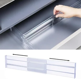 REGULOWANA PRZEGRODA BEZBARWNA PLASTIKOWA DO ORGANIZACJI SZUFLAD PÓŁEK - Meble modułowe i akcesoria - miniaturka - grafika 1