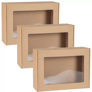 Prostokątne pudełko fasonowe z okienkiem, pudełko prezentowe 45x30x10 cm x3 - Zestawy upominkowe - miniaturka - grafika 1