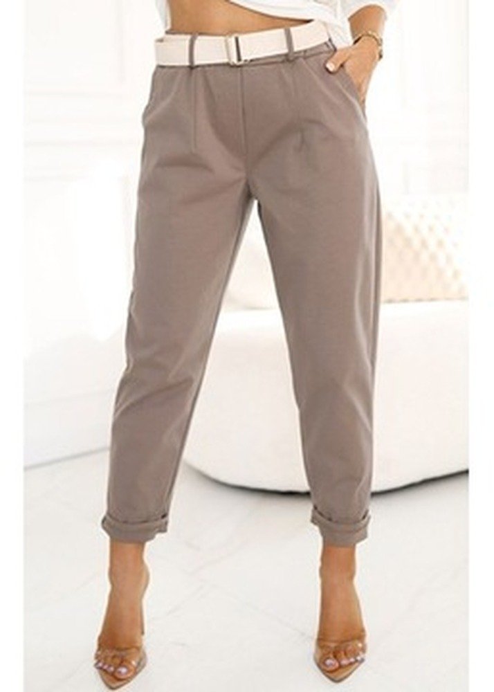 Spodnie damskie w paski eleganckie Chie XL fioletowe