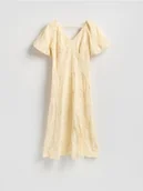 Sukienki - Reserved - Bawełniana sukienka z haftem - jasnożółty - miniaturka - grafika 1