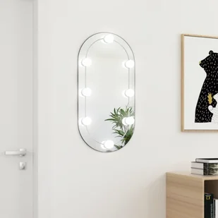 Lustro z oświetleniem LED 80x40 cm szklane owalne - Lustra - miniaturka - grafika 1