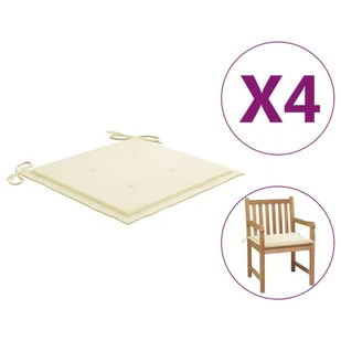 vidaXL Poduszki na krzesła ogrodowe 4 szt. kremowe 50x50x4 cm  314042 - Pozostałe meble ogrodowe - miniaturka - grafika 2