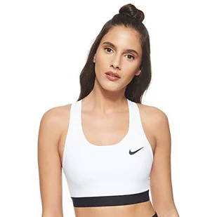 Nike Kobiety Med Band Bra Sportowy Biustonosz, Biały/Czarny, XS - Biustonosze - miniaturka - grafika 1