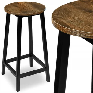 Stołek Barowy Taboret Metalowy Hoker Okrągły Loftowy Kuchenny Rusykalny - Taborety i hokery - miniaturka - grafika 1
