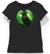 Koszulki i topy damskie - Koszulka damska czarna z nadrukiem ptaków steampunkowych L - miniaturka - grafika 1