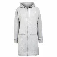 Bluzy damskie - Długa Bluza Rozpinana Damska Z Kapturem Szara Captain Mike R.Xl - miniaturka - grafika 1