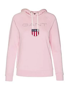 GANT Damska bluza z kapturem Shield Sweat Hoodie, różowy (Preppy Pink 614), M - Bluzy damskie - miniaturka - grafika 1