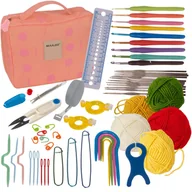 Pasmanteria - Zestaw do szydełkowania, szydełka 0,6-6,0, akcesoria wszystko w etui 58el XXL, również do nauki i na prezent RUHHY! - miniaturka - grafika 1