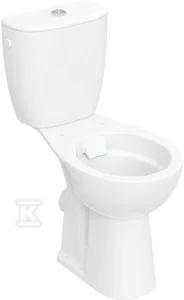 Miska WC stojąca Rekord - ze spłuczką nasadzaną, lejowa, odpływ poziomy, podwyższona, Rimfree - Miski WC - miniaturka - grafika 1
