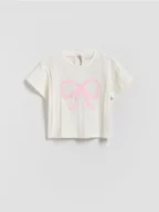 Bluzki dla niemowląt - Reserved - Bawełniany t-shirt z aplikacją - złamana biel - miniaturka - grafika 1