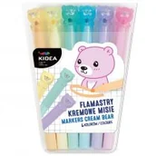 Przybory szkolne - Derform Flamastry kremowe Misie 6 kolorów Kidea - miniaturka - grafika 1
