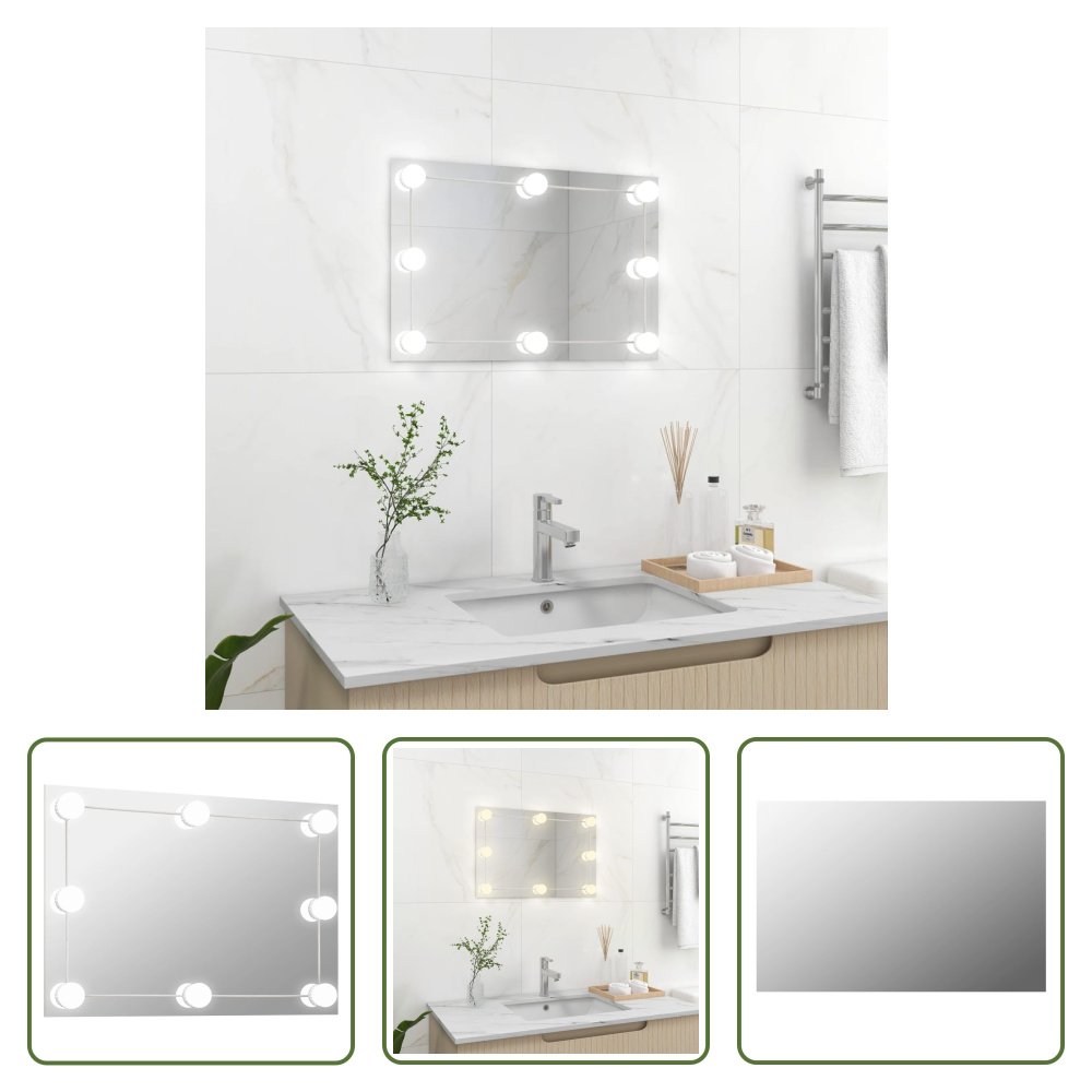 The Living Store Lustro ścienne z oświetleniem LED Prostokątne szkło