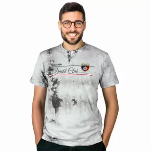KOSZULKA Męska T-SHIRT z Haftem DELIKATNA Bawełna CAPTAIN MIKE szara XL - Koszulki męskie - miniaturka - grafika 1