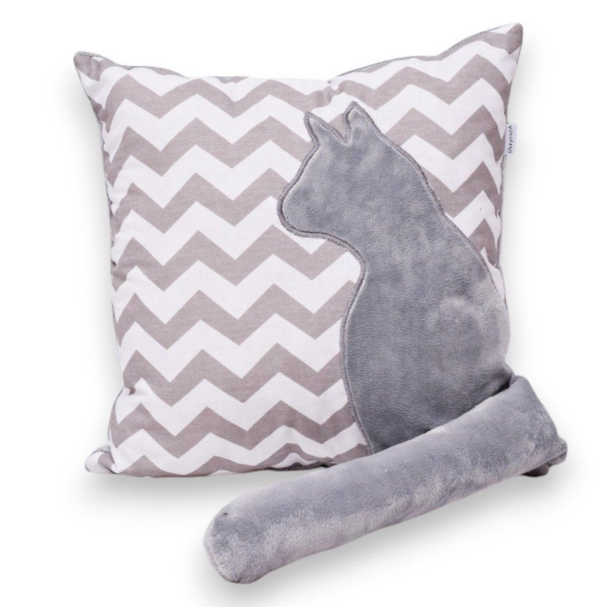 Poduszka kotek z ogonem poduszka kot 3D zygzak