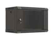 Szafy rack - Szafa instalacyjna rack wisząca 19" 6u 540x350 czarna drzwi przeszklone lanberg (flat pack) WF03-5306-10B - miniaturka - grafika 1