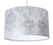 Lampy stojące - Srebrno-biała lampa wisząca z abażurem - S393 A7-M95 - miniaturka - grafika 1