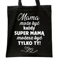 Torby i wózki na zakupy - Torba bawełniana czarna na zakupy Dzień Matki Dla Mamy Prezent - miniaturka - grafika 1