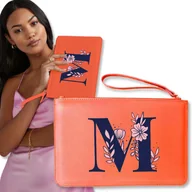 Torebki damskie - Torebka Kopertówka Wieczorowa KORALOWY LITERKI Wz - miniaturka - grafika 1