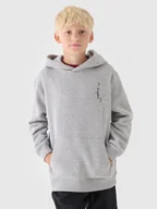 Bluzy dla chłopców - 4F Bluza dresowa nierozpinana z kapturem chłopięca - szara 122 (6-7 lat) - miniaturka - grafika 1