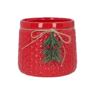 Osłonka ceramiczna 14 x 14 x 12,5 cm czerwona - Donice - miniaturka - grafika 1