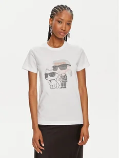 KARL LAGERFELD T-Shirt Ikonik 2.0 230W1772 Biały Regular Fit - Koszulki i topy damskie - miniaturka - grafika 1