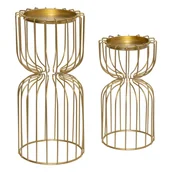 Świeczniki - Zestaw metalowych świeczników na tealight, złote - miniaturka - grafika 1