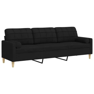 vidaXL 3-osobowa sofa z poduszkami, czarna, 210 cm, obita tkaniną - Sofy i kanapy vidaXL 3-osobowa sofa z poduszkami, czarna, 210 cm, obita tkaniną - Sofy i kanapy - miniaturka - grafika 1
