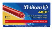 Przybory szkolne - Pelikan Naboje długie 4001 GTP/5 czerwone 5 sztuk - miniaturka - grafika 1