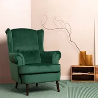 Fotele - WYGODNY DUŻY FOTEL USZAK WELUR FOSSBY HOMLA - miniaturka - grafika 1