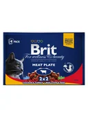 Mokra karma dla kotów - Brit 4x100g Meat Plate Kurczak indyk + wołowina groszek Karma dla kota - miniaturka - grafika 1