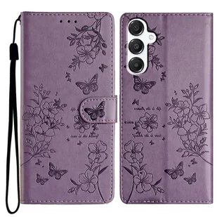 Dla Samsung Galaxy A26 5G Portfel Etui na telefon Motyl Kwiatowy nadruk Skórzany pokrowiec z klapką - fioletowy Wielobarwny Purple - Portfele - miniaturka - grafika 1
