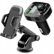 Transmitery FM - Transmiter bluetooth-FM + ładowarka USB + Uniwersalny uchwyt do telefon z 2 możliwościami montażu - miniaturka - grafika 1
