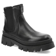 Botki damskie - Czarne Botki Nessi Wygodne Skórzane Buty - miniaturka - grafika 1