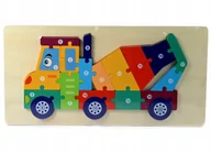 Puzzle - DREWNIANA UK��ADANKA SAMOCH��D CI����AR��WKA D��WIG PUZZLE EDUKACYJNE R����NE WZORY - miniaturka - grafika 1