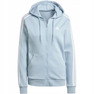 Bluza damska adidas Essentials 3-Stripes Full-Zip Fleece błękitna IR6076 XL - Bluzy damskie - miniaturka - grafika 1