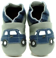 Buty dla dziewczynek - Granatowy maluch na szarym ekoTuptusie kapcie dziecięce FASTER - miniaturka - grafika 1