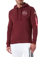 Bluzy męskie - ALPHA INDUSTRIES Męska bluza z kapturem kosmicznym sportowa, bordowa, XL - miniaturka - grafika 1