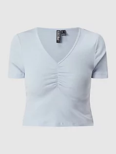 Koszulki i topy damskie - T-shirt z prążkowaną fakturą model ‘Taya’ - grafika 1