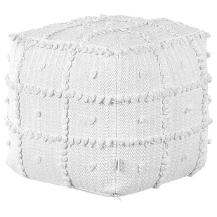 Puf bawełniany 40 x 40 x 40 cm biały HARNAI - Pufy i podnóżki - miniaturka - grafika 1