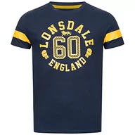 Koszulki męskie - Lonsdale Męski T-shirt Askerswell, granatowy/żółty, S - miniaturka - grafika 1