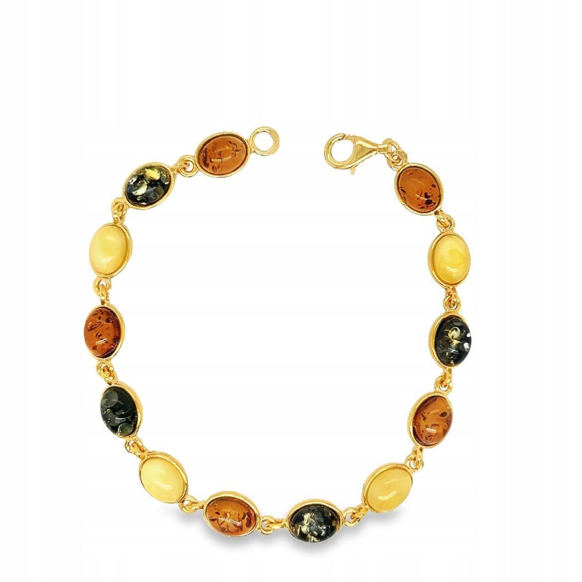 Bransoletka srebrna POZŁACANA z bursztynem bałtyckim srebro delikatna MIX