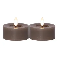 Świece - Zestaw 2x świeca LED woskowa tealight FLAMME FLOW brązowo-szara - miniaturka - grafika 1
