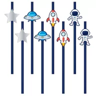 Słomki do napojów - Słomki papierowe Kosmos rakieta Urodziny party x8 - miniaturka - grafika 1