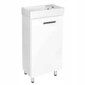 Szafki łazienkowe - Mała Biała Szafka Łazienkowa z Umywalką 40 x 22 x 85 cm Stojąca Regulowana - miniaturka - grafika 1