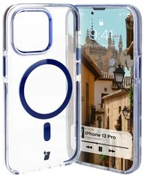 Bizon Etui z pierścieniem magnetycznym Case Marco do iPhone 13 Pro, przezroczyste z niebieską ramką - Etui i futerały do telefonów - miniaturka - grafika 1