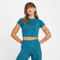 Koszulki i topy damskie - MP Women's Tempo Wave Seamless Crop Top - Teal Blue - L - miniaturka - grafika 1